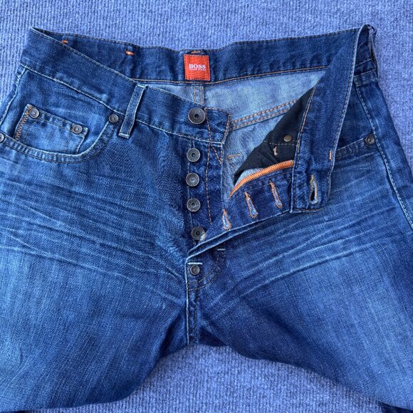 Boss Hugo Boss Jeans Mens Size 32/30 (30x29) Button Fly Straight Leg - Picture 2 of 16